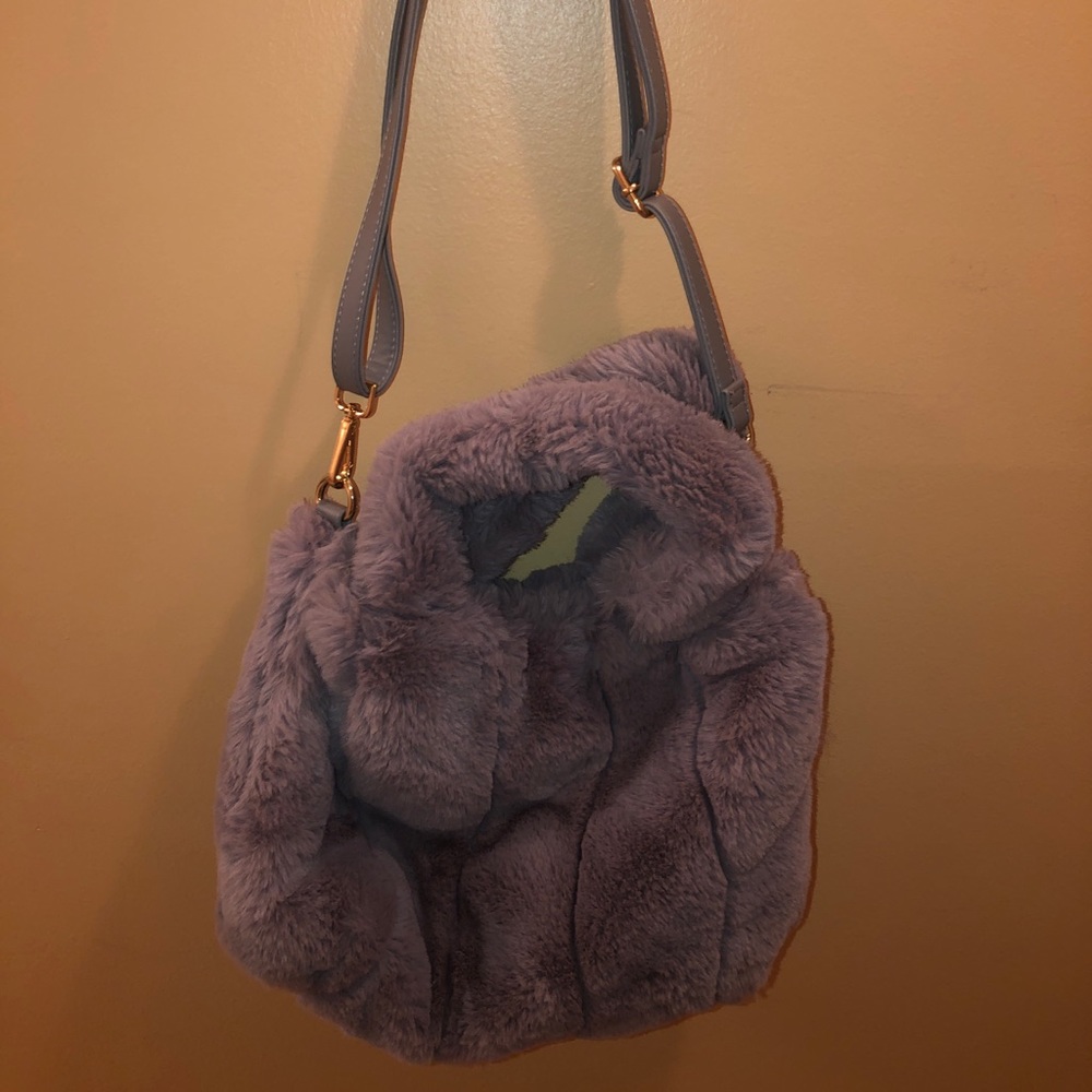 free people grey furry bag